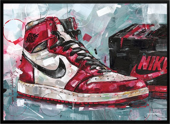 Sneaker print shoebox Chicago 71x51 cm *ingelijst & gesigneerd