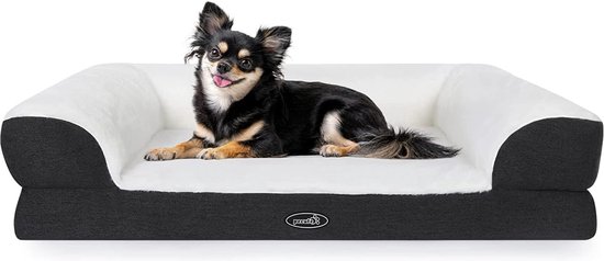 Lumaland Orthopedisch hondenbed van corduroy, ergonomische hondensofa, 90 x 65 cm, voor middelgrote honden, bodem antislip, vulling en overtrek wasbaar, hondenmand met traagschuim