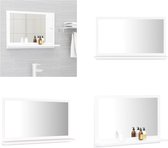 vidaXL Badkamerspiegel 60x10-5x37 cm bewerkt hout wit - Spiegel - Spiegels - Badkamerspiegel - Badkamerspiegels