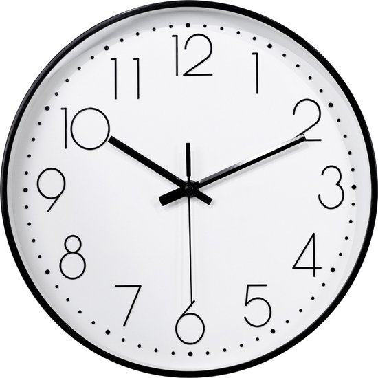 Klok wit 30 cm - Wandklok - Muurklok - Stil uurwerk - Klok