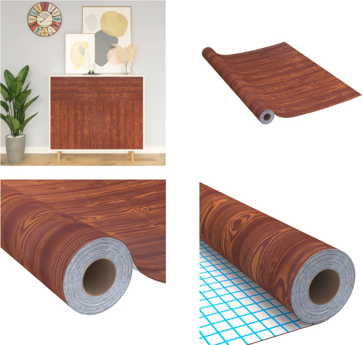 VidaXL Meubelfolie Zelfklevend 500x90 Cm PVC Acaciakleurig vidaxl-meubelfolie-zelfklevend-500x90-cm-pvc-acaciakleurig