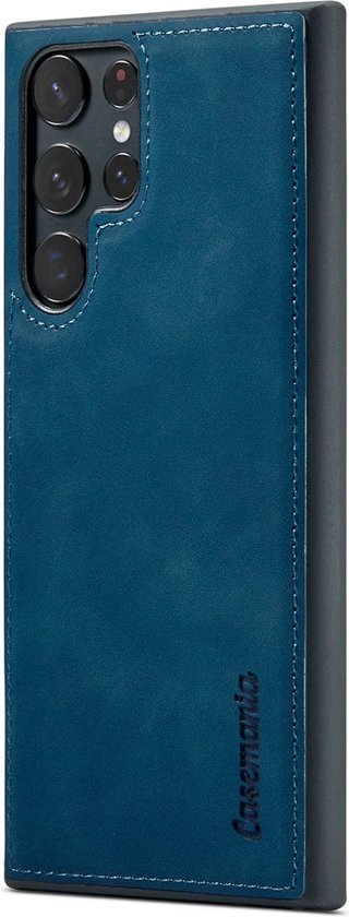 Samsung Galaxy S24 Ultra Bookcase hoesje - CaseMe - Effen Donkerblauw - Kunstleer