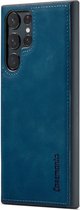 Samsung Galaxy S24 Ultra Bookcase hoesje - CaseMe - Effen Donkerblauw - Kunstleer