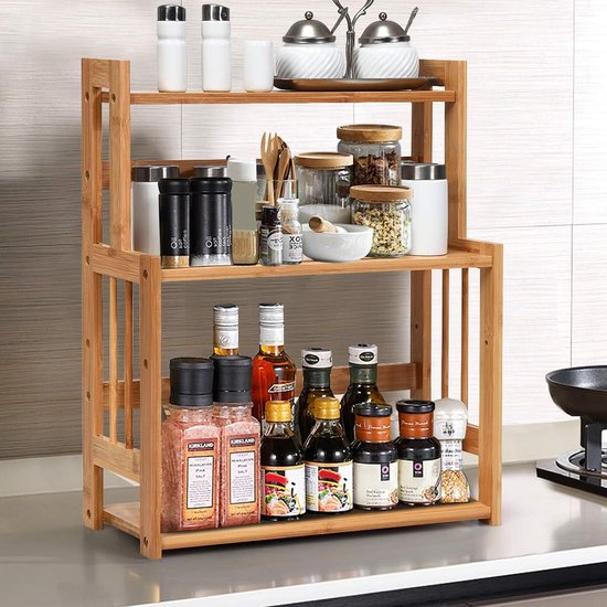 Homidea ZEN Kruidenrek - 3 Etages Houten Organizer Voor Keuken, Badkamer Of Kantoor - Wit