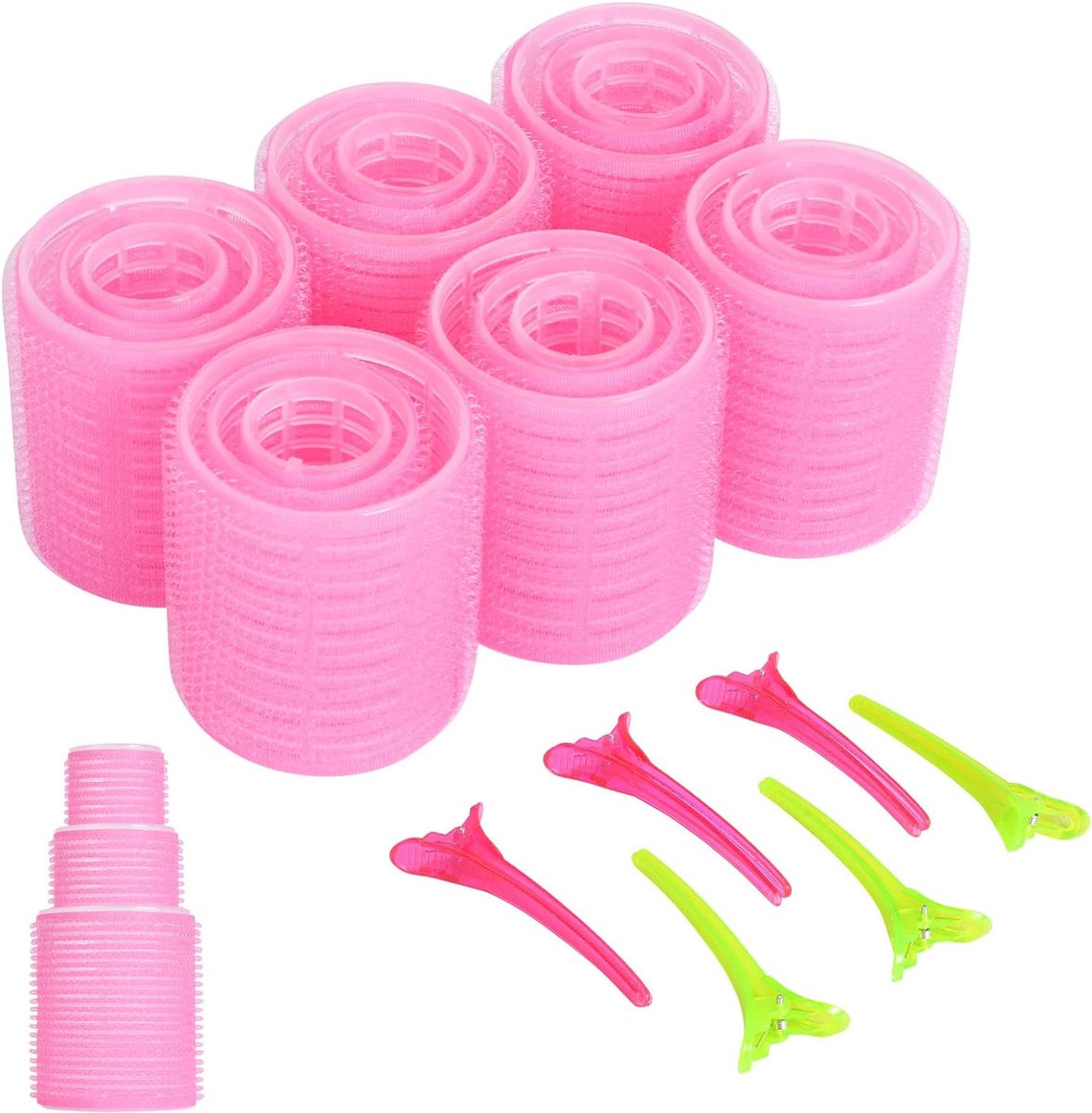 Haarrollers 18-delige Haarkrulspelden-stylingkit met 16-delige Haarspelden Grote Medium Kleine Zelf-griprollers voor Lang en Kort Haar Geen Hitteschade DIY-haarstylingtools (25 mm 36 mm 48 mm)