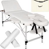 tectake® - 3 Zones massagetafel - incl. rolkussens en draagtas - wit - behandeltafel – behandelbank – incl. opbergtas – opvouwbaar