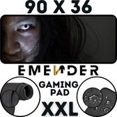 EMENDER - Muismat XXL Professionele Bureau Onderlegger – Scarry Eye - Gaming Muismat Horror - Bureau Accessoires Anti-Slip Mousepad het Boze Oog - 90x36 - Zwart