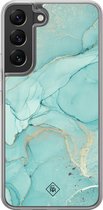 Casimoda® hoesje - Geschikt voor Samsung Galaxy S22 - Marmer mint groen - 2-in-1 case - Schokbestendig - Marble design - Verhoogde randen - Mint, Transparant