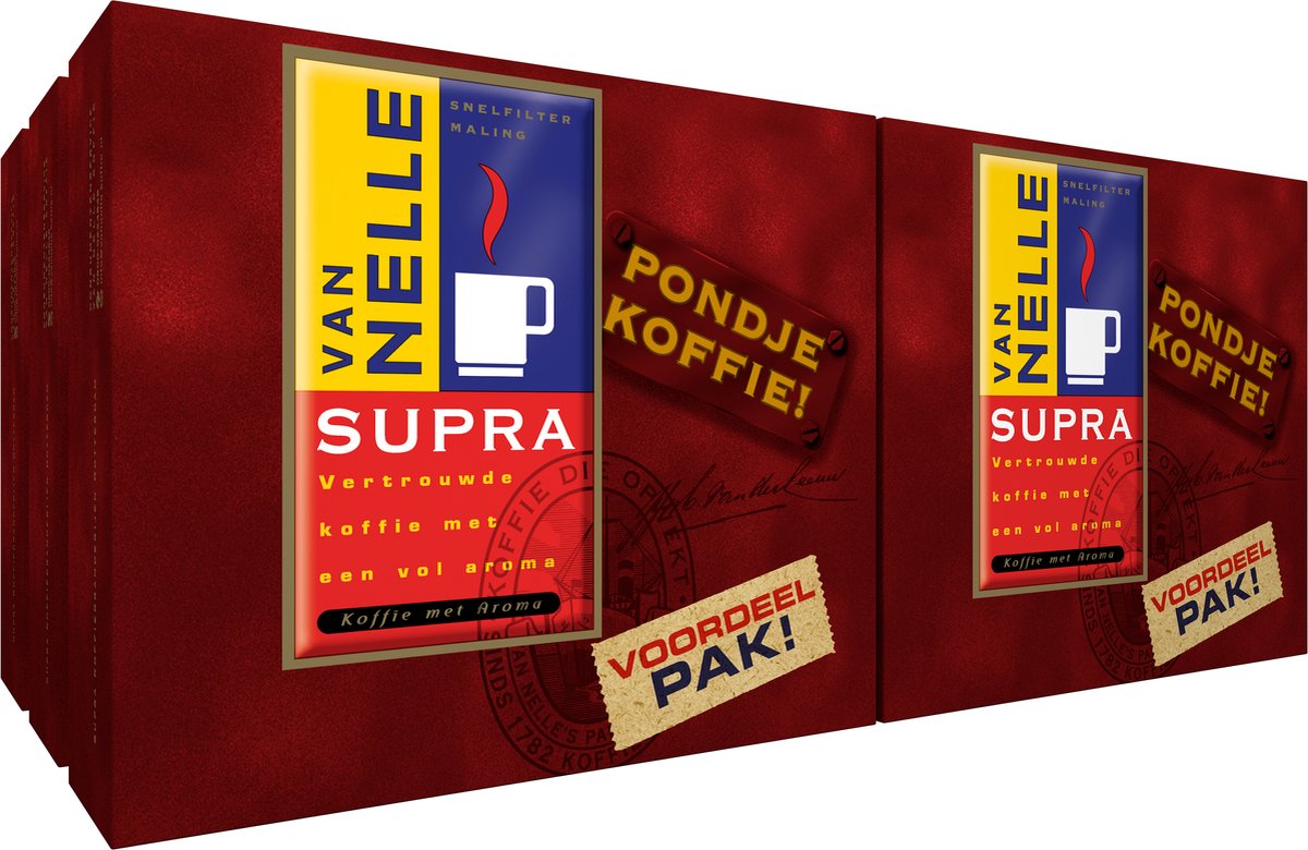 Goedkoopste Van Nelle Supra Filterkoffie - Intensiteit 5/9 - 12 x 250 gram