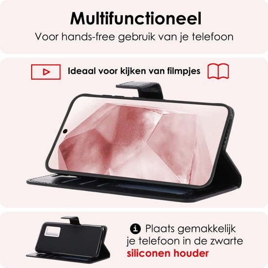 Étui adapté pour Samsung A55 Case Book Case Cover Flip Cover Wallet Bookcase - Zwart