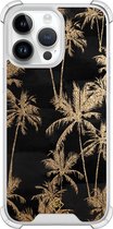 Casimoda® hoesje - Geschikt voor iPhone 14 Pro Max - Palmbomen - Shockproof case - Extra sterk - TPU/polycarbonaat - Zwart, Transparant