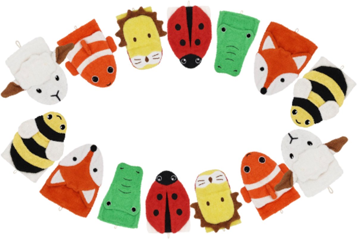 Fürnis Ludwig de Leeuw - Washandje - Groot - Klein - Dieren washand - Badtijd plezier - Kinderbad accessoires