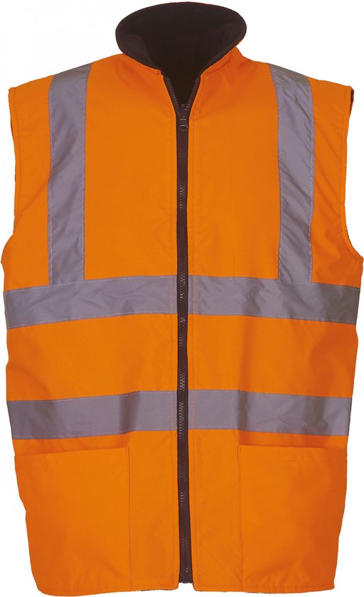 Fluo Fleece Reversible Bodywarmer - Fluo Orange - XL - Yoko