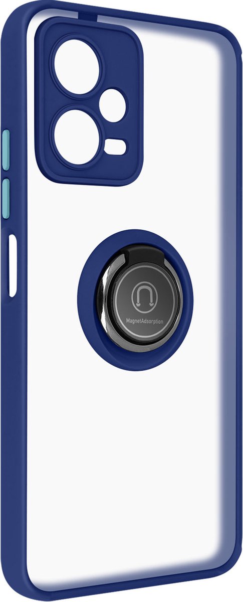 Bi-materiaal Case geschikt voor Xiaomi Redmi Note 12 5G Ring Stand-Functie Blauw