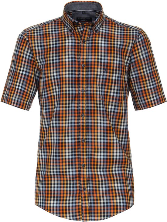 Casa Moda - Short Sleeve Overhemd Ruiten Multicolour - Heren - Maat XXL - Regular-fit