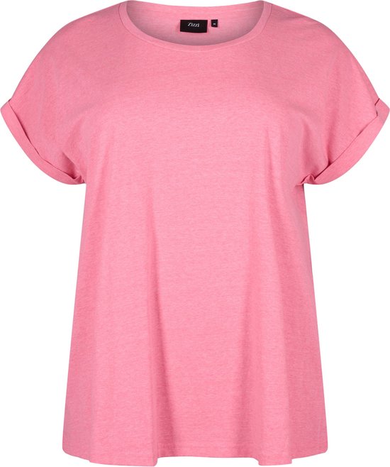 ZIZZI MKATJA, S/S, NEON TEE Dames T-shirt - Pink - Maat M (46-48)