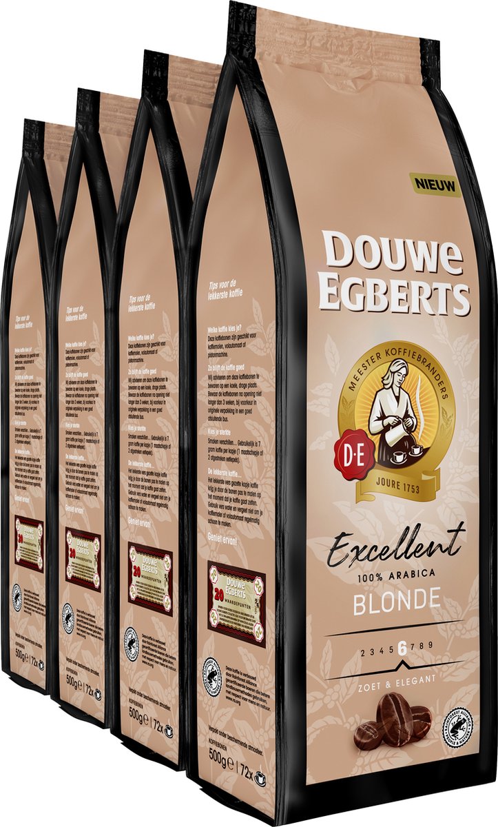 Goedkoopste Douwe Egberts Excellent Blonde koffiebonen - Intensiteit 6/9 - 4 x 500 gram