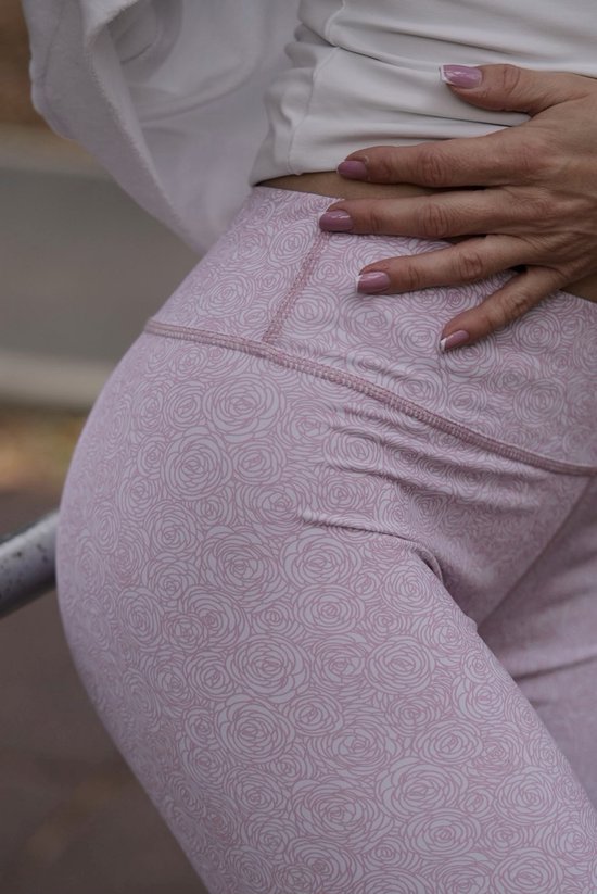 Ducksday - Sportlegging voor dames - Sportbroek - Stretch materiaal - Yoga en Fitness - Rosie - Roze - maat M