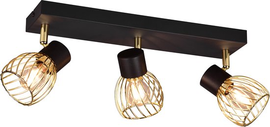 LED Plafondspot - Plafondverlichting - Trion Ordan - E14 Fitting - 3-lichts - Zwart/Goud