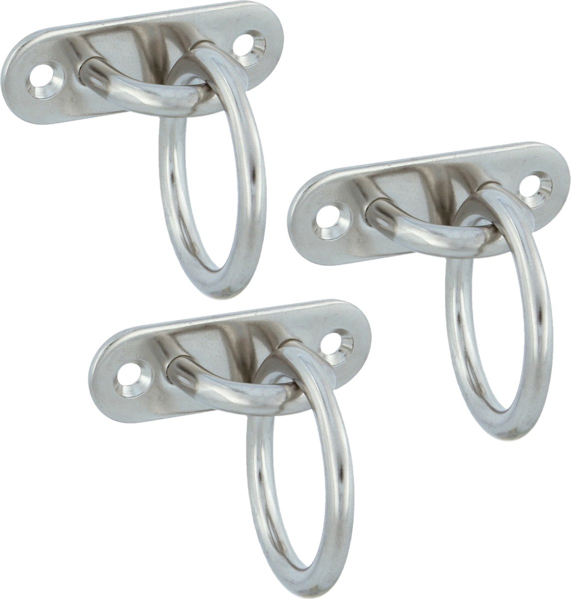 AMIG Oogplaat met aanlegring - 3x - oogplaat 4.5 x 1.5cm - ring D3cm - rvs - vastzetplaat