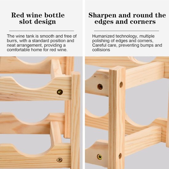 sogesfurniture 6 Tier Wine Rack, 48 Bottle Rack Wine Holder, Natural Solid Wood Wine Bottle Organizer for Home, Kitchen, Bar, BHEU-BY-WS6848M