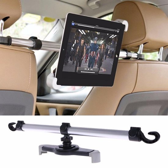 Support de tablette - Appui-tête de voiture - Support de tablette pour siège arrière de voiture - Universel - Extensible - 7 à 10,5 pouces - Aluminium