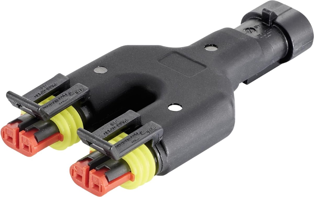 Kalitec SuperSeal 2-polige Y-verdeler 1,5 mm I voertuigconnector 2-weg I waterdicht stofdicht IP69K IY-connector voor auto's en boten I bedrijfsspanning 0 tot 24 VDC