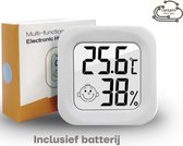 Luchtvochtigheidsmeter - Inclusief batterij & Sticker - Temperatuurmeter voor binnen - Thermometer - Hygrometer - Digitaal weerstation - Temperatuurmeter - Wit