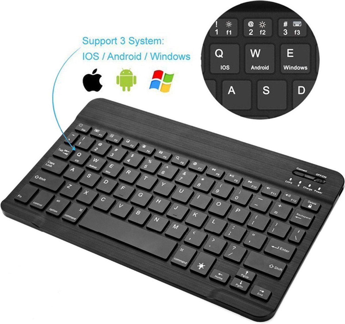 NÖRDIC KB-101 Toetsenbord - Bluetooth 5.0 - US Indeling - 78 Keys - USB-C - IOS, Android en Windows - Oplaadbaar