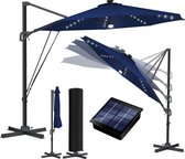 KESSER® SUN Zweefparasol XL Ø330 cm met LED Solar Verlichting - Parasol Inclusief Beschermhoes 360° Draaibaar UV50+ Tuinparasol Zonne-energie - Marineblauw