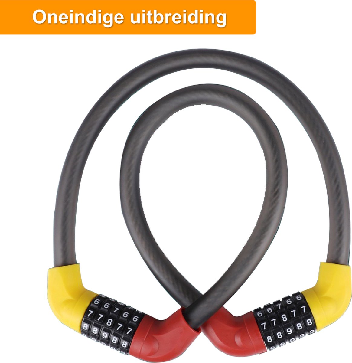 Colorful Sun® Fietsslot met cijferslot - Ø17,2mm / 40 cm - 1 stuk - Kabelslot Fiets - Fietssloten electrische fietsen - Cijferslot - Code Kabelslot - Cijfercombinatieslot - Slot met Code - Zwart – foto 4