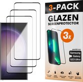 Screenprotector - Geschikt voor Samsung Galaxy S23 Ultra - Gehard Glas - Full Cover Tempered Glass - Case Friendly - 3 Pack