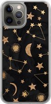 Casimoda® hoesje - Geschikt voor iPhone 12 Pro - Counting The Stars - 2-in-1 case - Schokbestendig - Sterren - Verhoogde randen - Zwart, Transparant