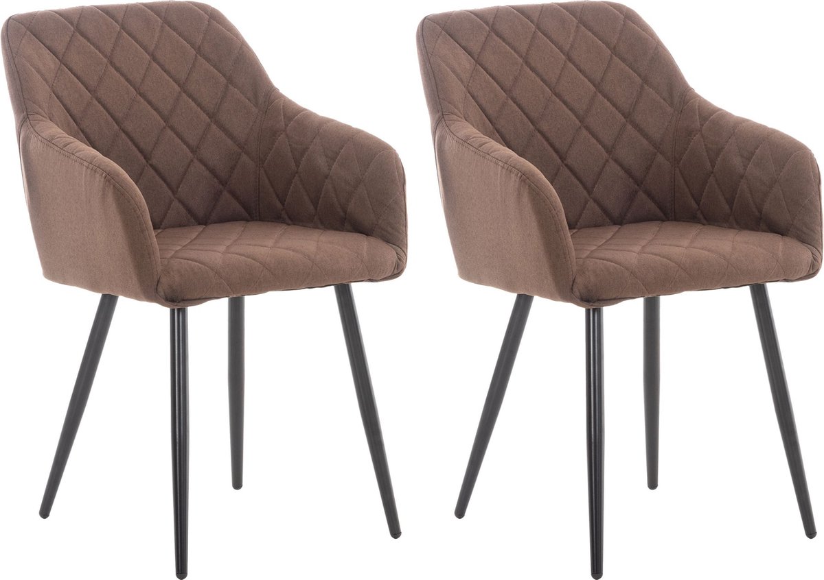 CLP Shila Set van 2 eetkamerstoelen - bruin Stof