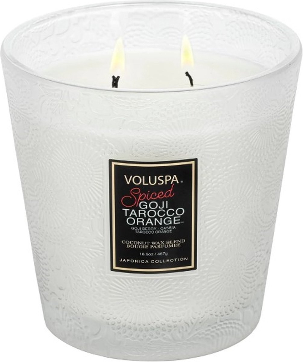 Voluspa Japonica Holiday Spiced Goji Tarocco Orange Geurkaars Japonica Goji Tarocco Orange 2 Wick Hearth Candle 467gr