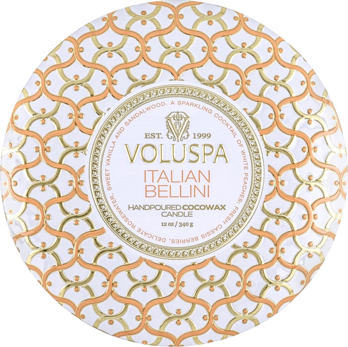 Voluspa Geurkaars Maison Blanc Italian Bellini 3 Wick Tin Candle 340gr
