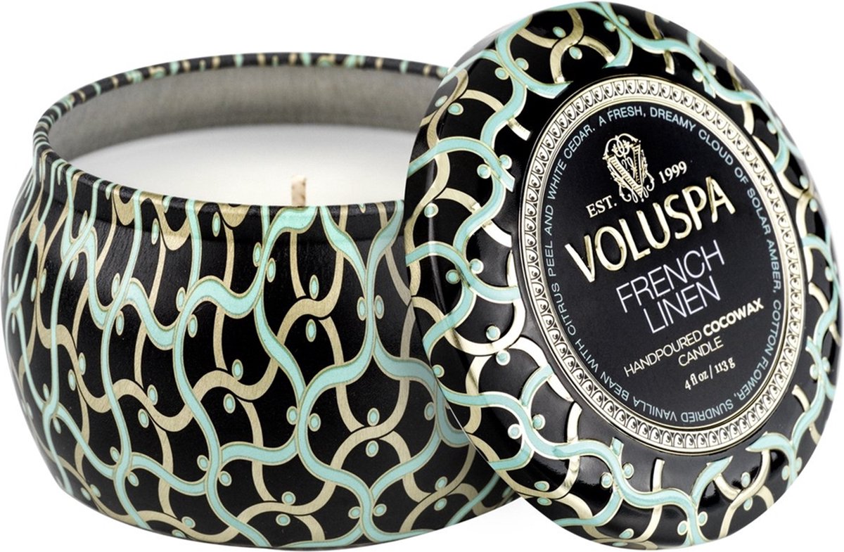 Voluspa Geurkaars Maison Noir French Linen Mini Tin Candle 113gr