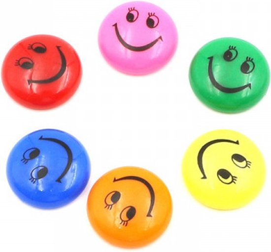 Set van 12 Kleurrijke Magneetjes - Koelkastmagneet - Whiteboard Magneet - Smiley Emoji - Magnet - Magneten - Rond - 3cm - Merkloos
