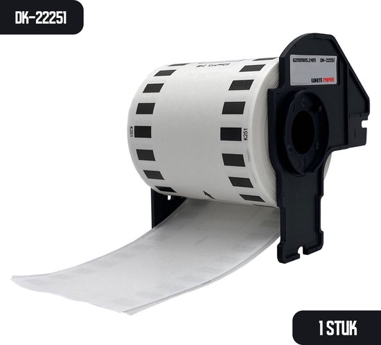 5 Rouleaux Étiquettes Brother DK-22251 - 62mm X 15.24m - Rouge/Noir Sur Blanc - QL Série