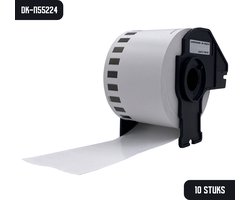 DULA Brother Compatible DK-N55224 - Doorlopende labelrol - 10 rollen - 54 mm x 30,5 m - Zwart op wit - Papier - Niet klevend