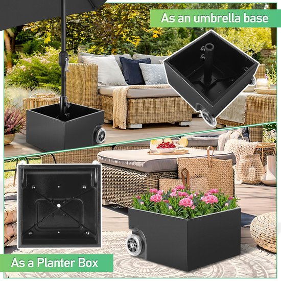 Support De Parasol Pied Noir Pour Tiges 38-48mm - Résistant Aux Intempéries, Pour Jardin, Balcon, Terrasse - 10