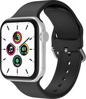 Bandje geschikt voor Apple Watch 38/40MM - Geschikt voor Series 1/2/3/4/5/6/7/8/9/SE - Maat S - Horlogebandje - Siliconen - Zwart