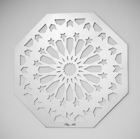 W-1 Geometrisch paneel achthoeken type (5) - unieke wanddecoratie - 40 x 40 cm