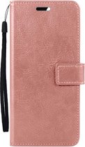 Hoes Geschikt voor Samsung S23 FE Hoesje Bookcase Hoes Flip Case Book Cover - Hoesje Geschikt voor Samsung Galaxy S23 FE Hoes Book Case Hoesje - Rosé goud