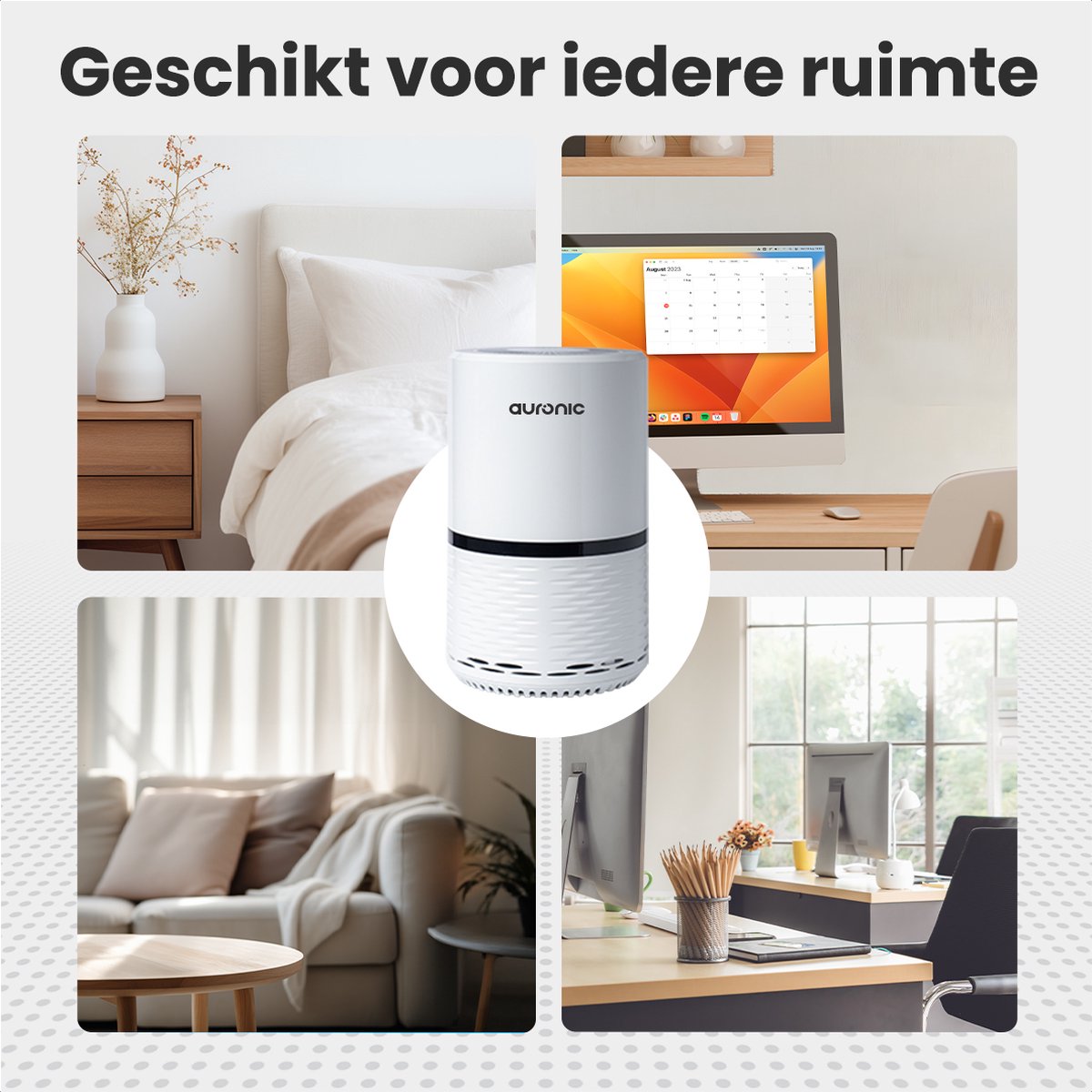 Auronic Luchtreiniger - 12 m² - Air Purifier met HEPA Filter - Verwijdert 99,97% - 25W - 3 Standen - Wit — afbeelding 4