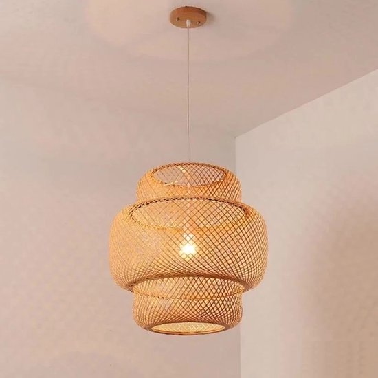 Lampe suspendue en osier - Handgemaakt - Rotin - Naturel - Bamboe - Salon - Lampe suspendue en osier - Tissé