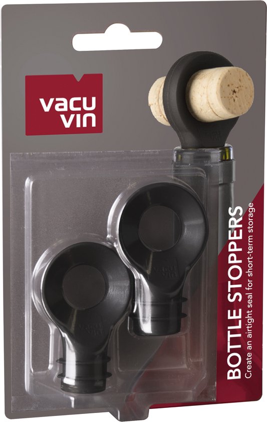 Vacu Vin Bottle Stoppers, zwart | Set van 2 - VacuVin
