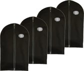 Reis kledinghoes met rits - 4x - zwart - kunststof - 100 x 60 cm - kleding netjes houden - beschermhoes