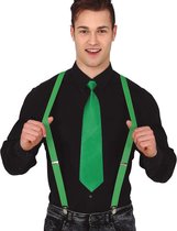 Fiestas Guirca Carnaval verkleed bretels/stropdas - groen - volwassenen - verkleedaccessoires