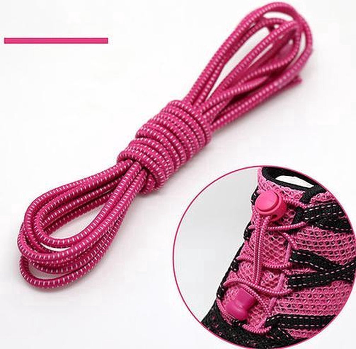 New Age Devi - Roze Elastische Lock Veters | Voor Hardlopen en Sporten | Ronde Elastische Schoenveters | Duurzame Laces